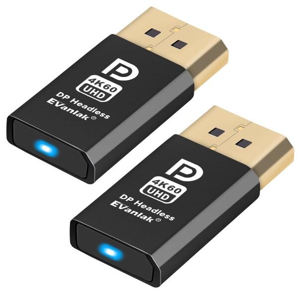 EVanlak DisplayPort ヘッドレス ゴースト ディスプレイエミュレータ PC DP ...
