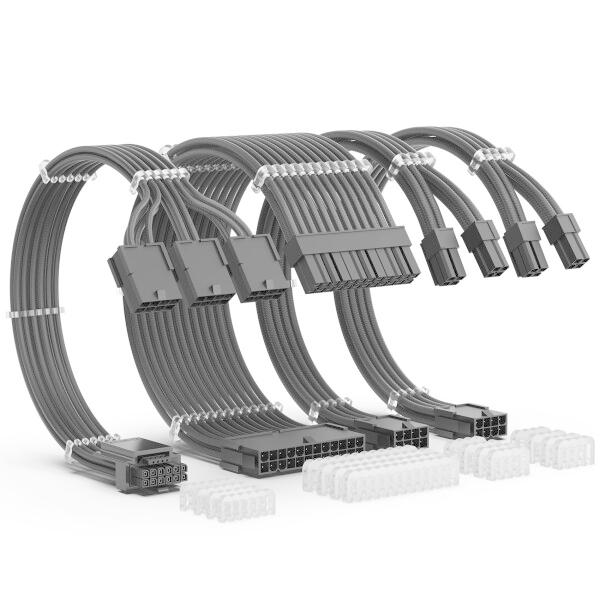 AsiaHorse PCIE5.0 12VHPWR スリーブケーブル、16(12+4)ピンPCIE/...