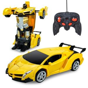 Tcvents ラジコンカー 変形ロボット 車おもちゃ スタントカー ロボットに変身できる 電動RCカー LED