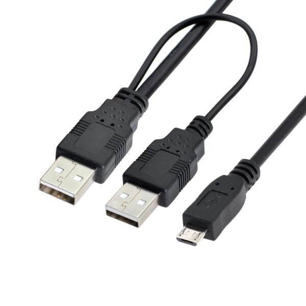 chenyang USB 2.0 - Micro USB 5ピン データケーブル 予備電源ケーブル付...