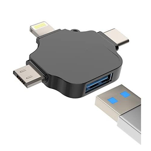 USB-C Micro usb Lightning USB 変換 アダプタ(3in1)USB3.0 ...