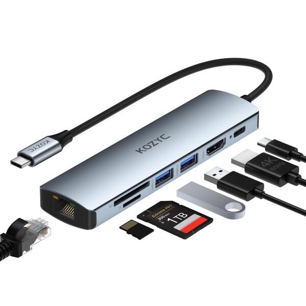 KOZYC USB Cハブ 7-IN-1 USB3.0ハブ 4K@60Hz HDMI出力 Type-...