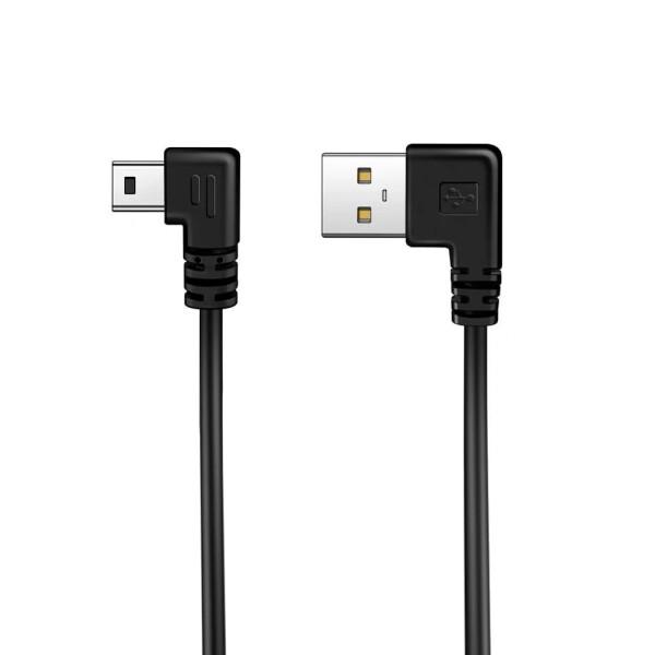 USB2.0(USB Aオスto mini Bオス)L形左右90度方向ケーブル高速480Mbpsのデ...