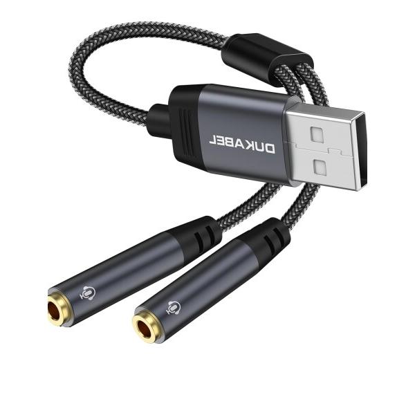 DuKabel 30CM USB外付け サウンドカード オーディオ分配ケーブル USBA(オス)⇔4...