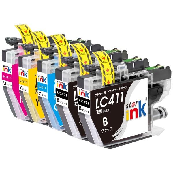 ロット番号区別不要 ブラザー 対応 LC411 Brother 互換インク 5本セット（2BK/1C...