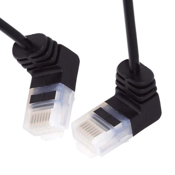 CY 超薄型スリムCat6イーサネットケーブル RJ45アップアングル25cm UTP ネットワーク...