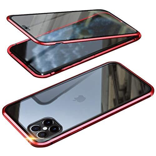 iPhone12 mini ケース/カバー アルミ バンパー クリア 透明 両面 前後 ガラス マグ...