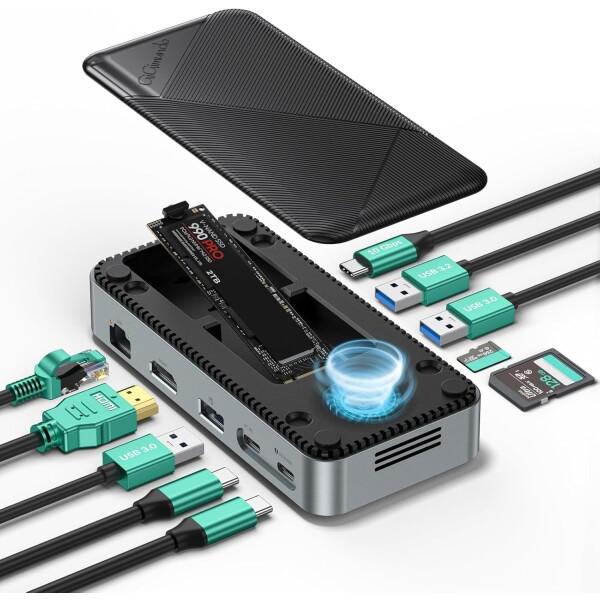 GiGimundo 10-in-1 M.2 SSD 外付けケース 10Gbps M.2 NVMe S...
