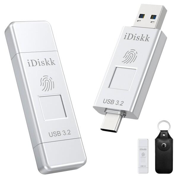iDiskk 指紋認証 USBメモリ・フラッシュドライブ 128GB USB3.2 Gen2 最大読...
