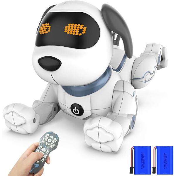 okk 犬型ロボット 電子ペット 子供おもちゃ 音声制御 吠える プログラミング 男の子 女の子 誕...