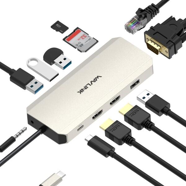 WAVLINK USB C 12 in1ハブ/ドックステーション、3ディスプレイtype-cアダプタ...