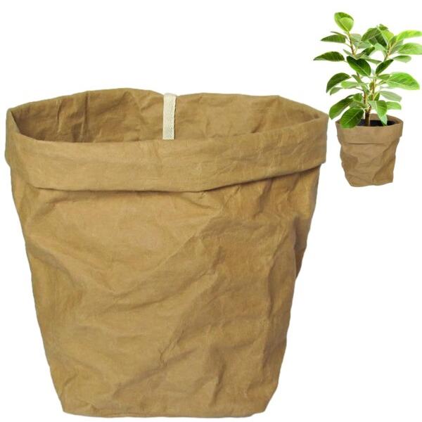 プランターカバー 室内 観葉植物 天然素材 クラフト紙 おしゃれ 鉢カバー (XL（９号鉢相