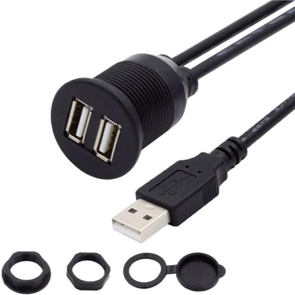 chenyang CY USB防水ケーブル、USB 2.0 Type-A 1オス-2メスハブ延長デー...