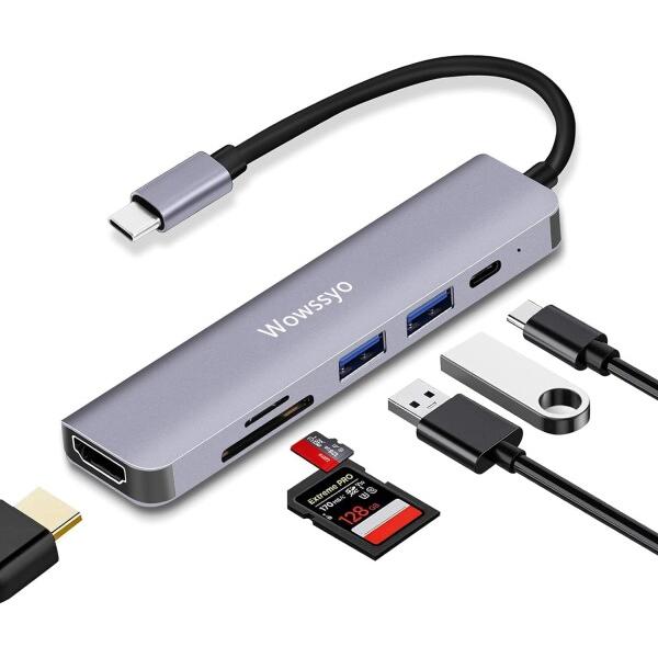 USB Cハブ 6-in-1 タイプCハブ ドッキングステーション 変換アダプタ( 4K HDMI/...
