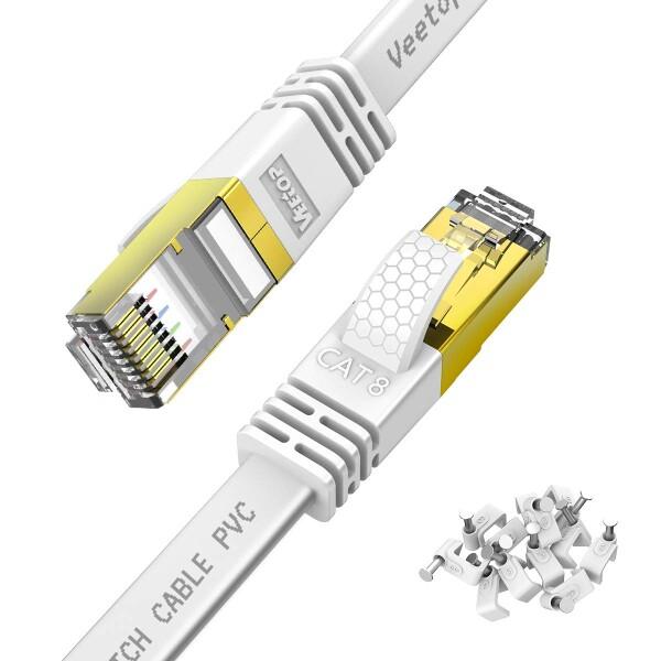 Veetop 10m LANケーブル CAT8 カテゴリ8 フラット 有線らんけーぶる WiFiケー...