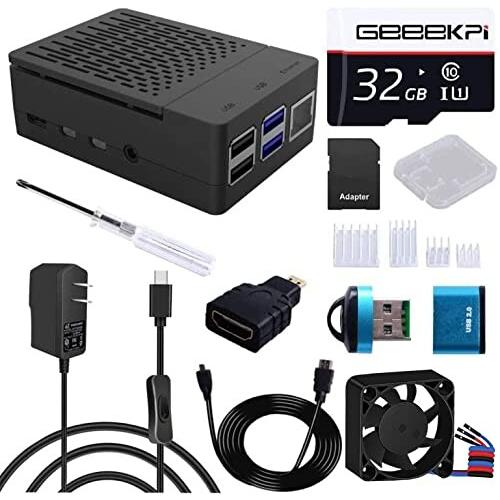 GeeekPi Raspberry Pi 4 セット ABSケース +、冷却ファン 、5V/3.6A...