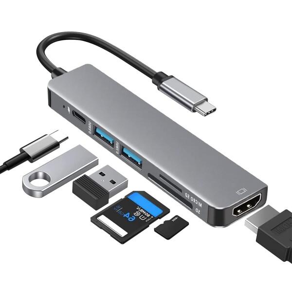 USB C ハブ USB ハブ USB ウルトラスリム 6-in-1 マルチポート USB ハブ T...