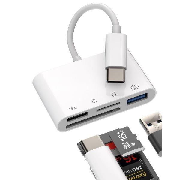 タイプc USB 変換 同時 急速充電 Micro SD SDカードリーダー(4in1)Type-C...