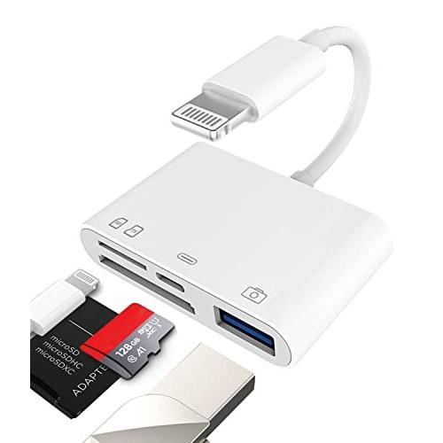 Lightning USB 変換 アダプター 対応iPhone SDカードリーダー (4in1)ライ...