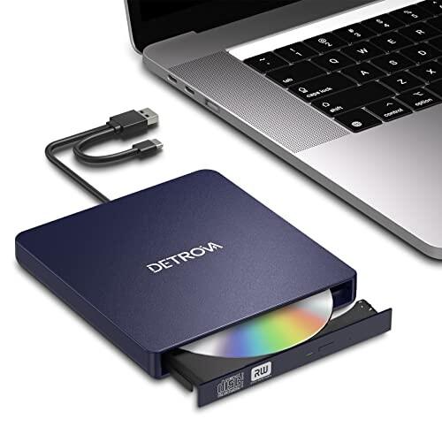 DETROVA 外付けDVD/CDドライブ DVDレコ CD/DVD-Rプレイヤー USB3.0&amp;T...