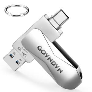 GOVNDVN iPhone 15 対応 USBメモリ128GB 2-IN-1 USB3.0 & Type-C 高速フラッシュメモリiPad USB iPhone対応 フラッシ