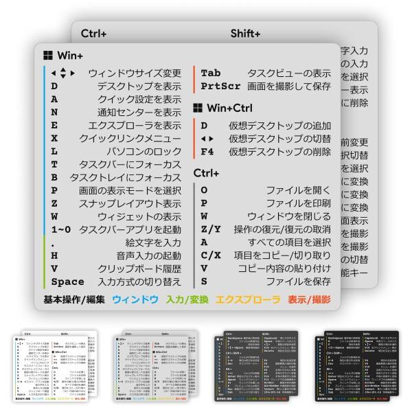 Windows ノートPC・パソコン ショートカット・シール 日本語版 早見表 一覧表 ステッカー ...