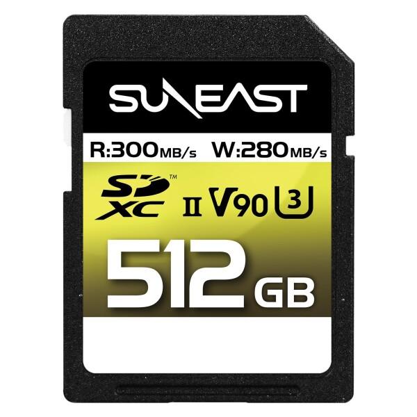 SUNEAST SDXCカード 512GB 最大300MB/s UHS-II V90 pSLC U3...