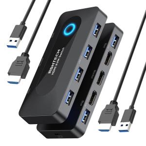 AIMOS デュアルモニター USB3.0 KVM 切替器 2入力2出力 8K30Hz