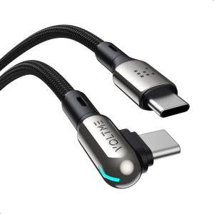 VOLTME USB C ケーブル L字 60W/3A PD3.0 急速充電 ナイロン編み タイプc ケーブル L型 LEDライト付き type-c