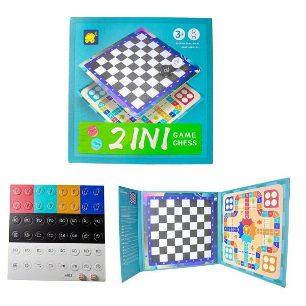Andux 2イン1 マグネット式 フライトチェスセット ブック型トラベルボードゲーム ポータブルチ...