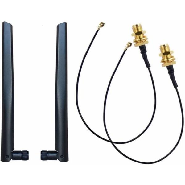 MHF4 アンテナ NGFF M.2 ネットワーク カード用 6dBi RP-SMA U.FLピグテ...