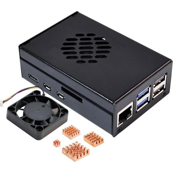 Yahboom ラズベリーパイ5 ハウジング（PWMファン付き）、ヒートシンク付き ラズベリーパイ5...