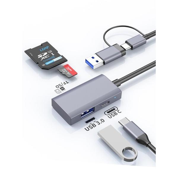 KHkuahai USB 3.0 SDカードリーダー4-in-1 Type-C SDカードリーダー,...