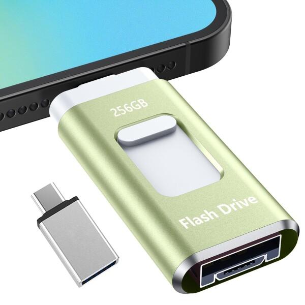Phone用USBメモリ 4in1 USBメモリ256GB phone用外付けメモリ 高速USB3....