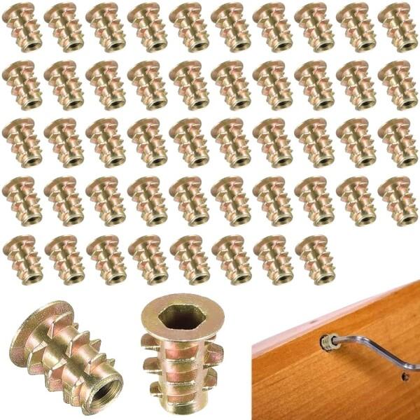 埋め込みナット M4x10mm インサートナット 約50個セット ねじ込みタイプ 亜鉛合金 六角穴付...