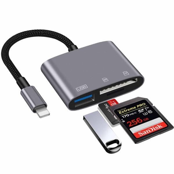 iPhone SDカードリーダー 3in1 USB/SD/TF変換アダプタ 設定不要 USB高速デー...