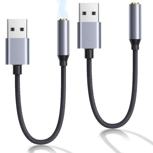 USB 変換アダプタ オーディオケーブル ヘッドセットアダプター 3.5mm 外付け サウンドカード...