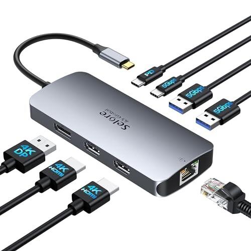 Selore 8in1ドッキングステーション hdmi 2つ 4K対応 3画面出力 モバイルタイプ ...