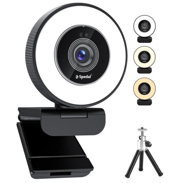 Spedal webカメラ 4K UHD 800万画素 LEDライト付き 3色切り替え 明るさ無階段...