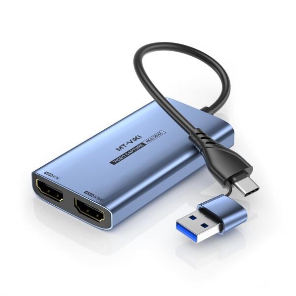 MT-VIKI 4Kキャプチャボード USB Type A&amp;Type C 2in1ビデオゲームキャプ...