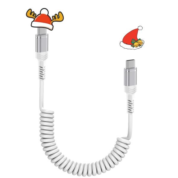 Viviber USB-C/Type-C to USB-Cケーブル コイル型iphone16車用ケー...