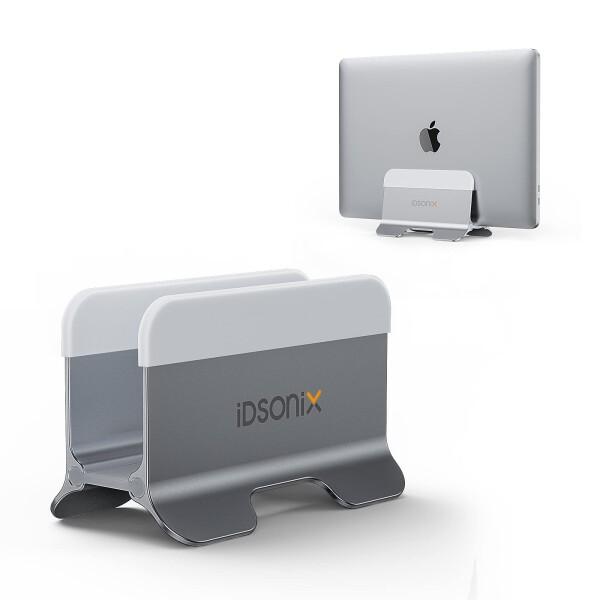 iDsonix 縦型ノートパソコンスタンドドックホルダー、自動ロック式ホルダー収納、省スペースデ