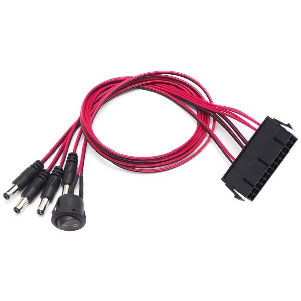 waves ATX 電源用 12V 取り出し ケーブル 24P → DC 2.1mm ×4 スイッチ...