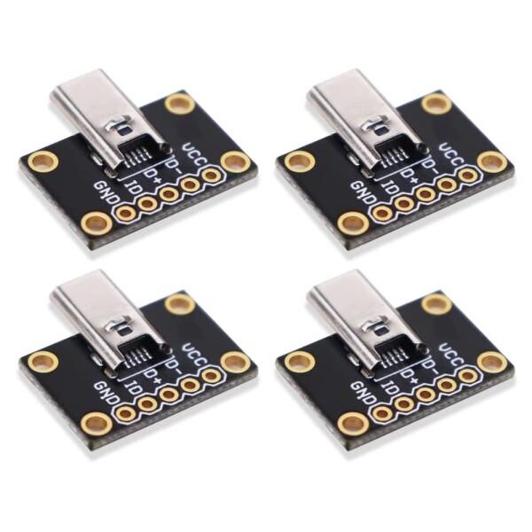 Treedix 4pcs USB マイクロＢ 変換基板 5ピン オスコネクタ PCBボード 自作 D...