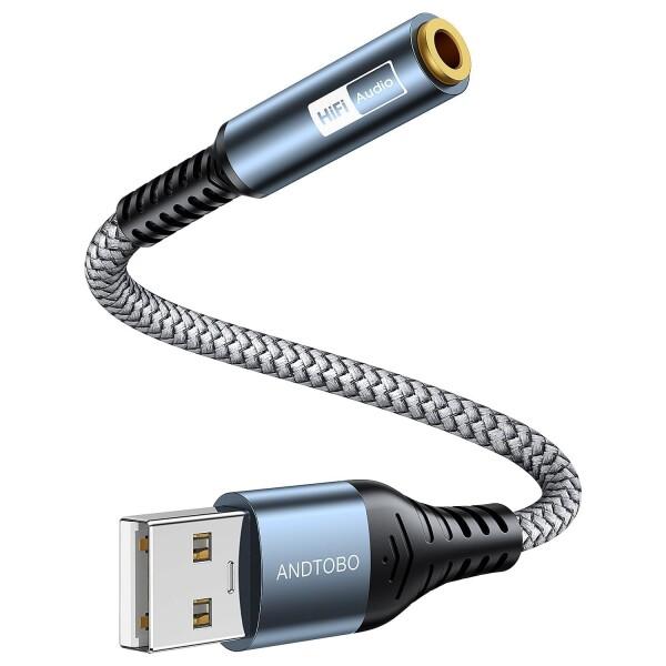 USB to 3.5mm オーディオケーブル USB外付け サウンドカード ANDTOBO USB ...