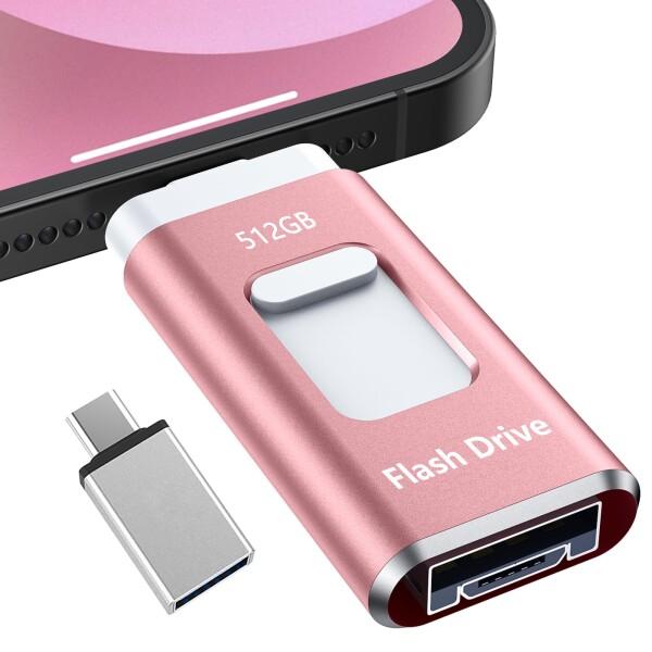 Phone用USBメモリ 4in1 USBメモリ512GB phone用外付けメモリ 高速USB3....