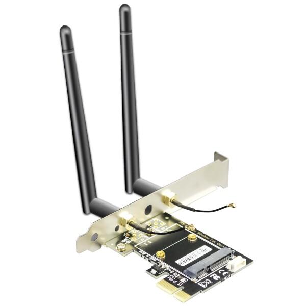 GLOTRENDS WA02 Mini PCIe - PCIe X1 WiFiアダプタ、ハーフハイM...