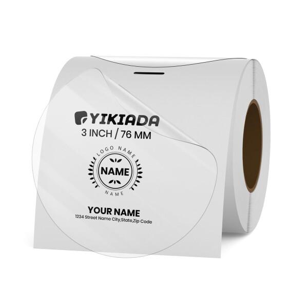 YIKIADA 透明 感熱シール 丸形 直径76mm 強粘着 耐水 感熱紙 サーマルラベル ギフトラ...