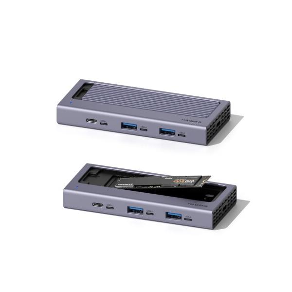 HagibisUSB Cハブ M.2 SSDエンクロージャ付き 磁気カバー 簡単に分解できる外付けハ...