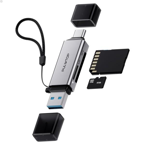 PULWTOP 2 in 1 SDカードリーダー SDカード to USB-A/USB-C 3.0 ...
